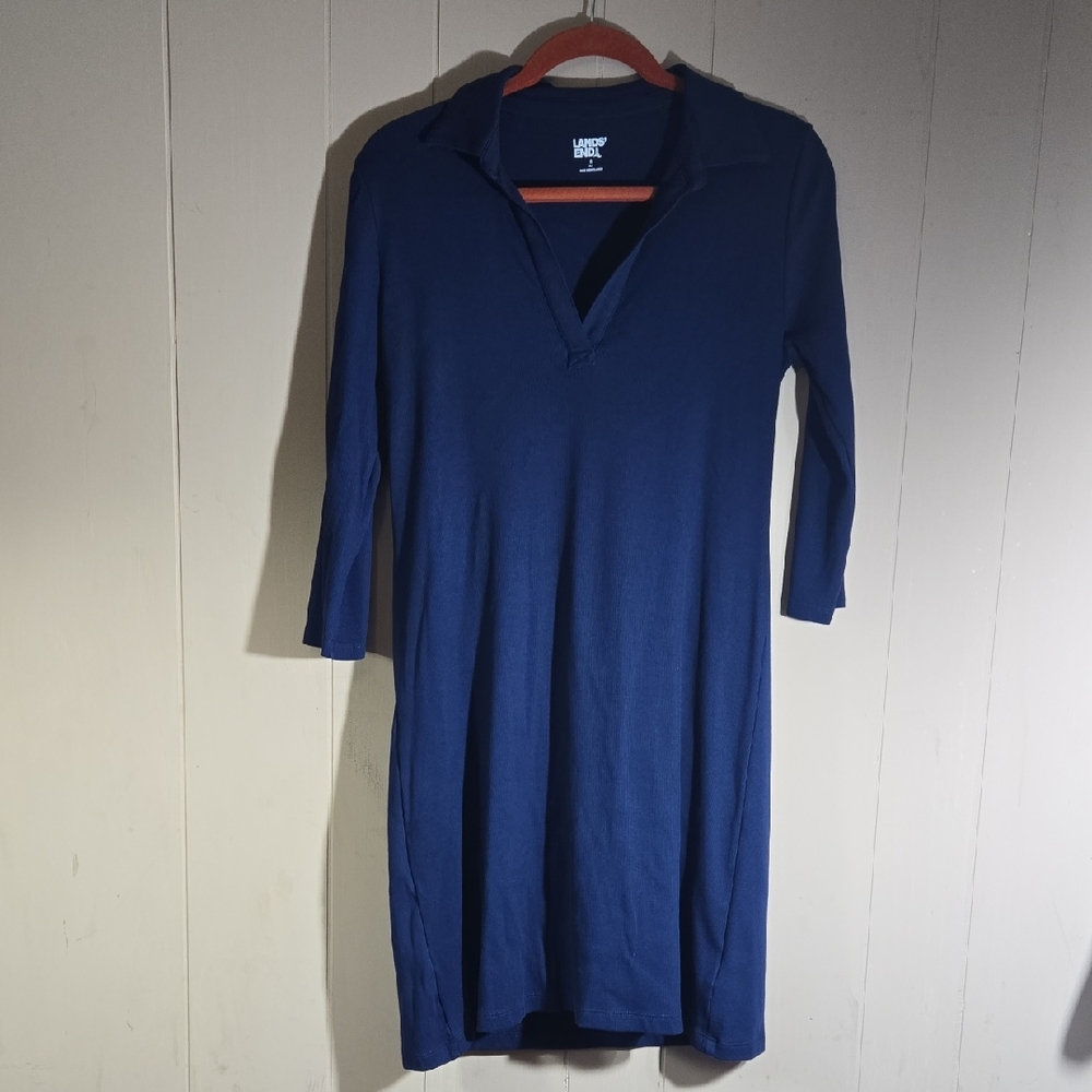 Lands' End Deep Blue V-Neck Womens Small Dress